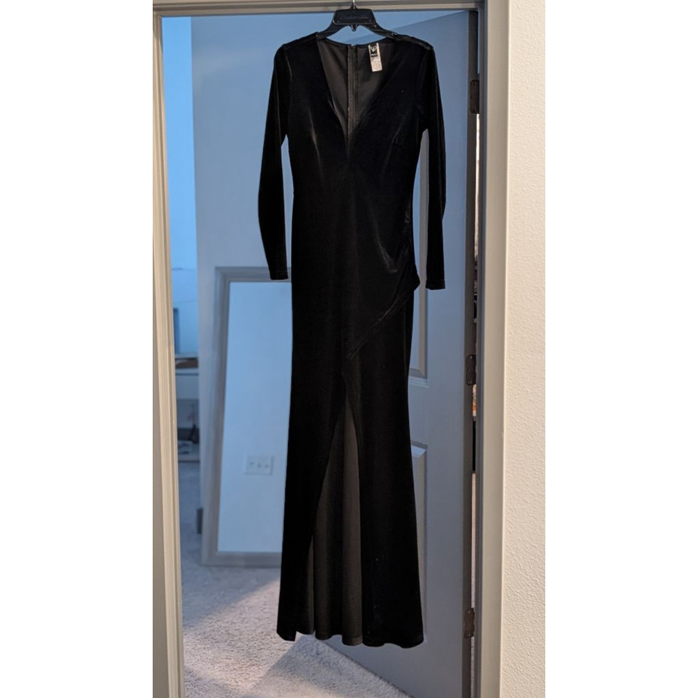 Women's Windsor Black Velvet Long Sleeve Maxi Dress M - Picture 10 of 16